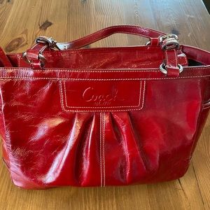 Coach Red Patent Leather Gallery Tote